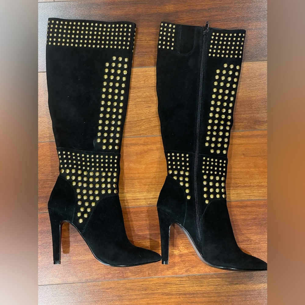 Fergie, black suede, high heel boots